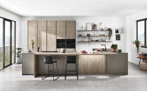 LIBERTY / RIVOLI - 970 Laque laminate, gris taupe ultra-mat / 843 Décor chêne Bergamo