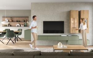 SAVONA / PLACAGE - 495 Laqué, vert olive mat premium / 916 Chêne natif